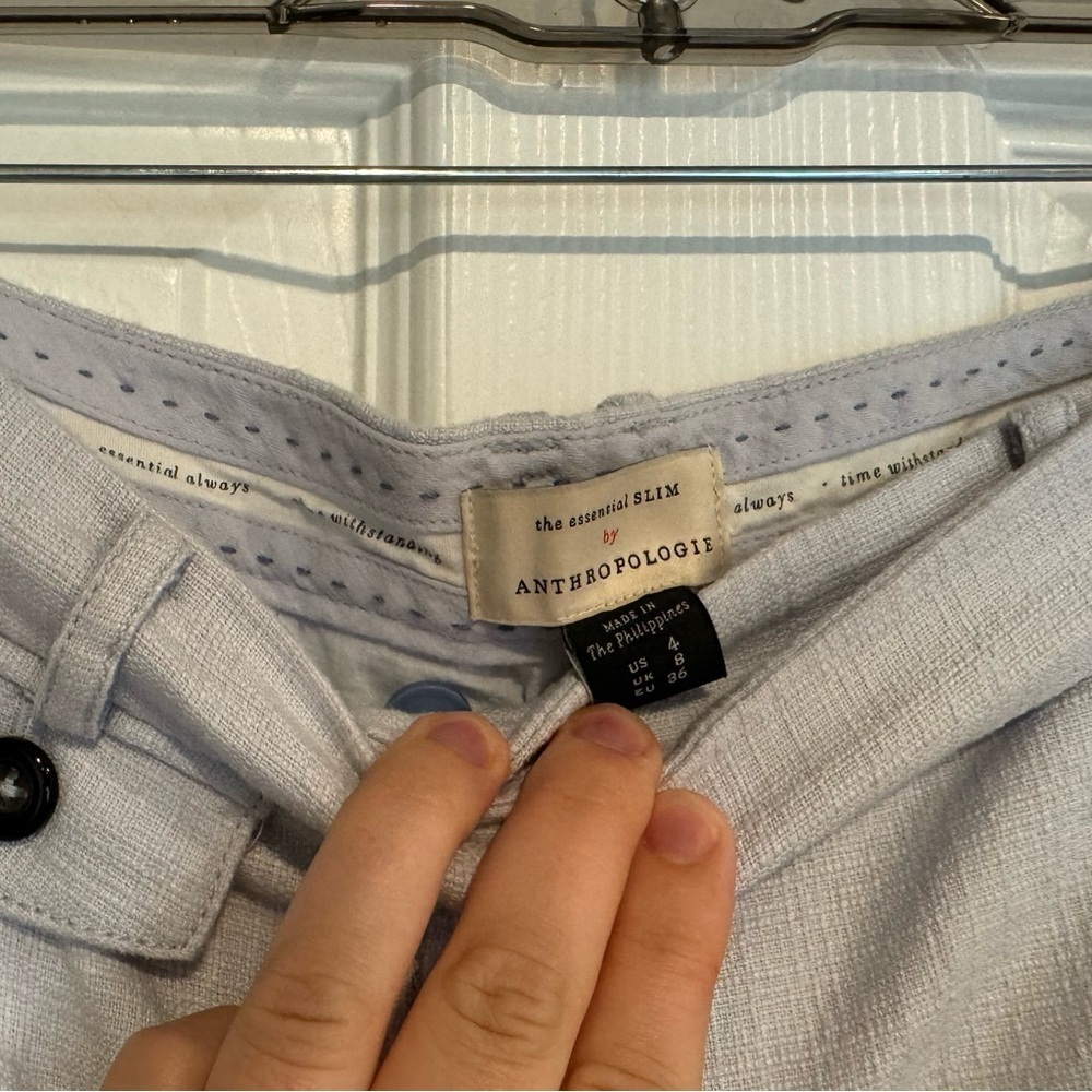 Anthropologie The Essential Slim Chino light blue textured pants - Picture 4 of 12